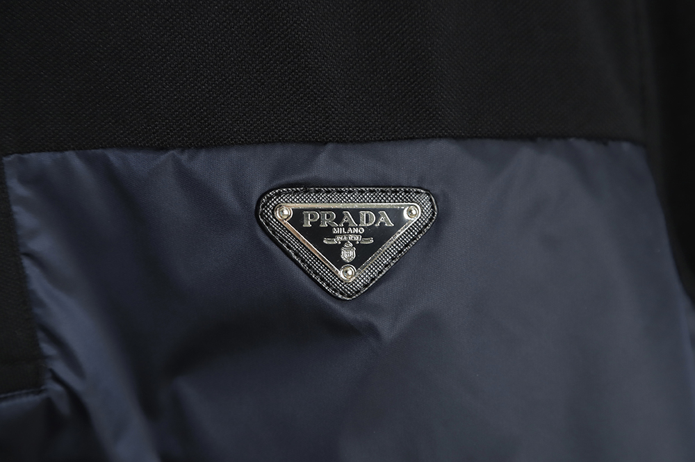 Prada 22ss triangle logo nylon stitching Polo short sleeve