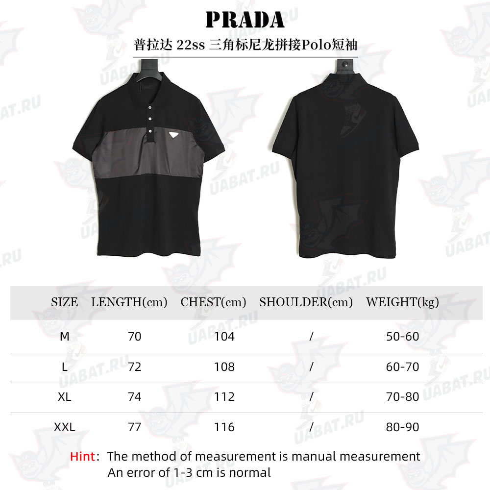 Prada 22ss triangle standard nylon stitching Polo short sleeve TSK1