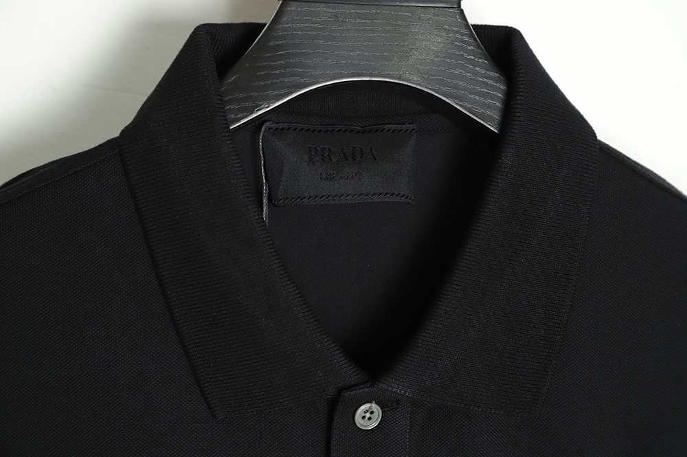 Prada 22ss triangle standard nylon stitching Polo short sleeve TSK1