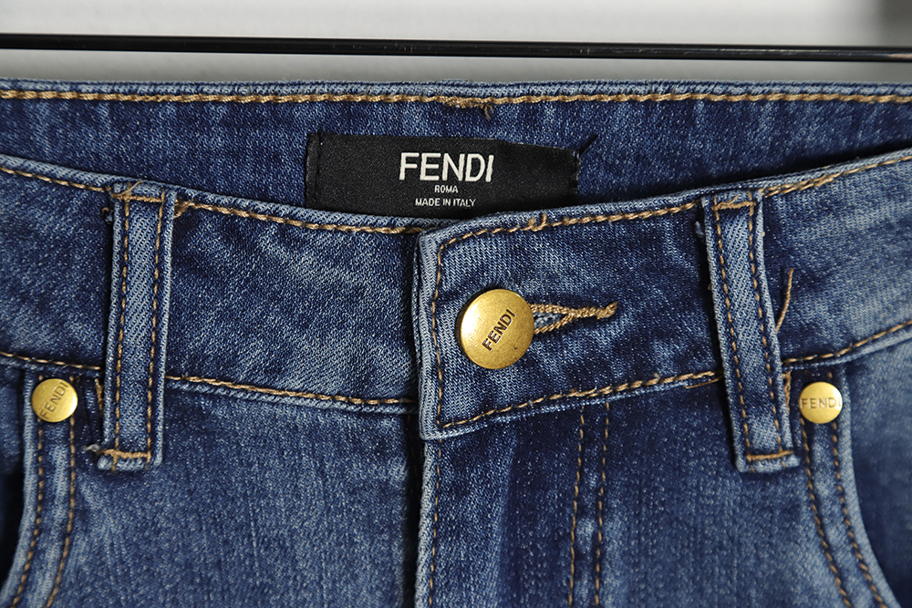 FENDI Monsters embroidered denim trousers
