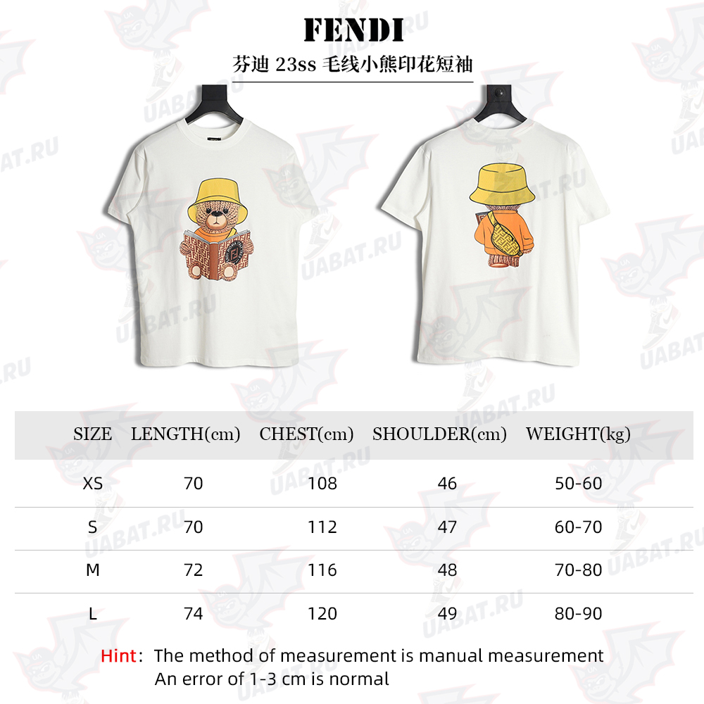 Fendi 23ss wool bear print short sleeves