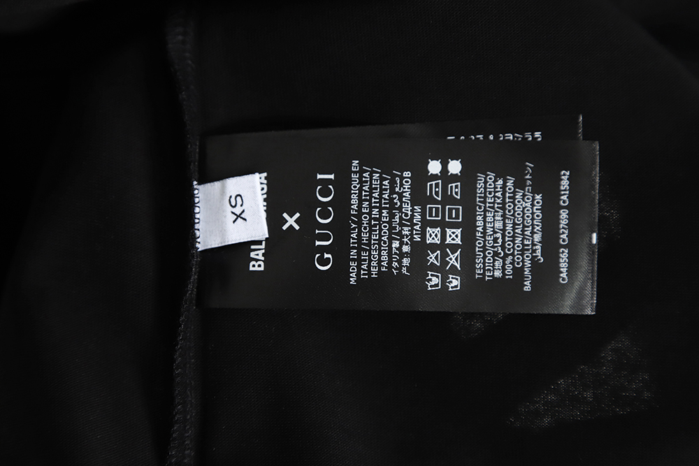 Balenciaga X Gucci Joint Collar Letter Line Print Short Sleeve TSK1