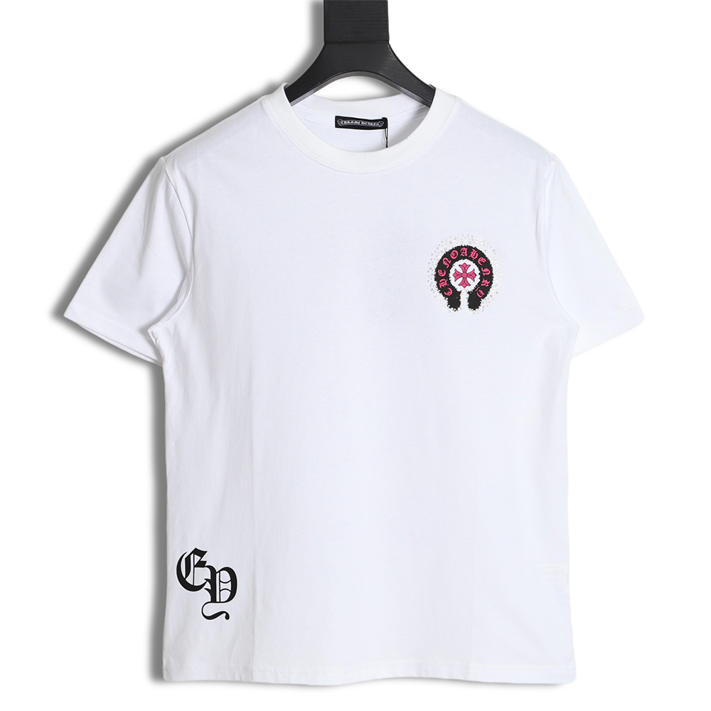 Chrome Hearts heavy industry suede foam hot diamond horseshoe color diamond short sleeve