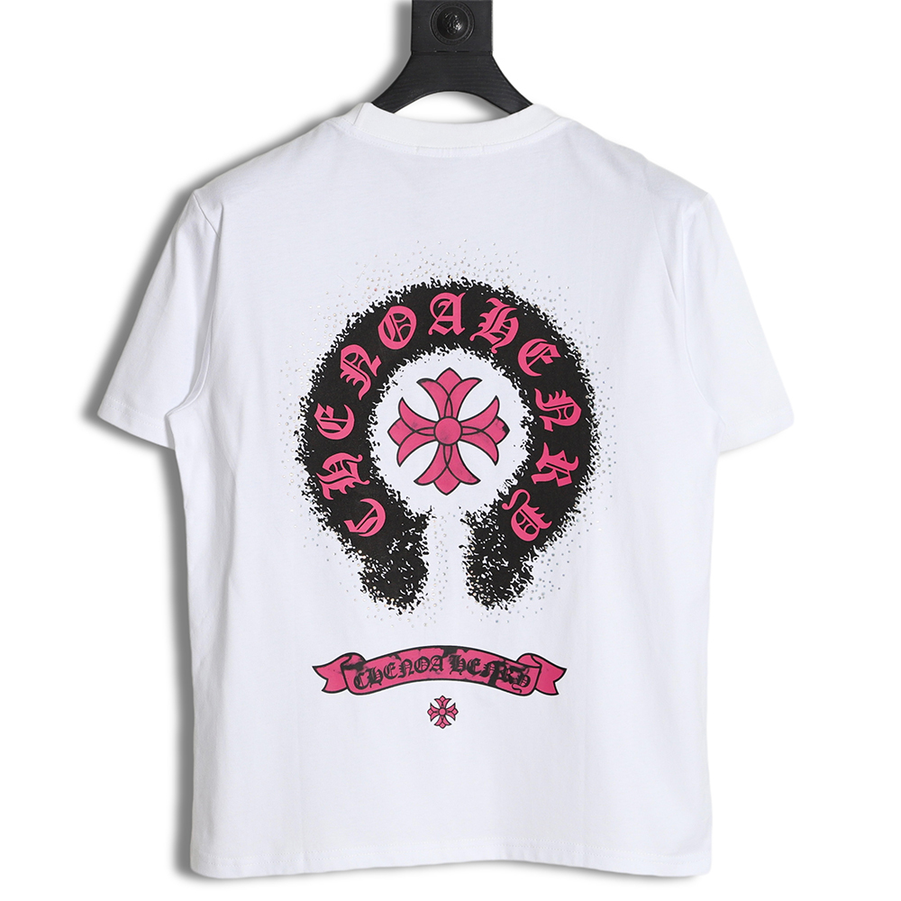 Chrome Hearts heavy industry suede foam hot diamond horseshoe color diamond short sleeve