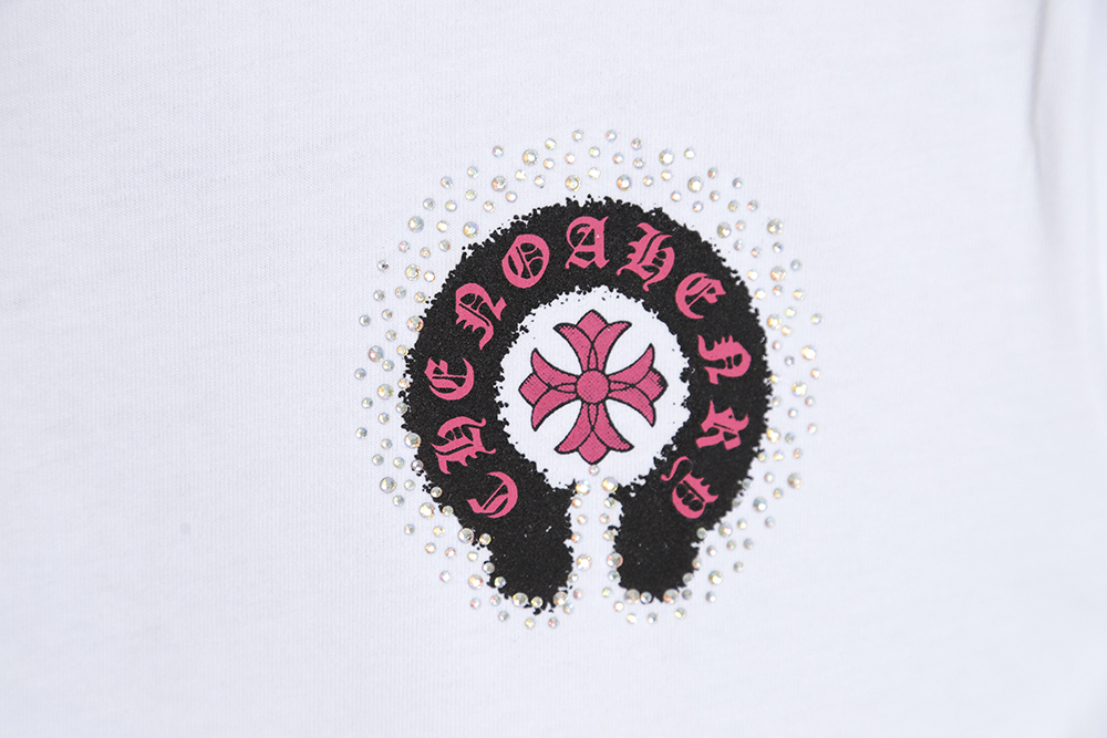 Chrome Hearts heavy industry suede foam hot diamond horseshoe color diamond short sleeve