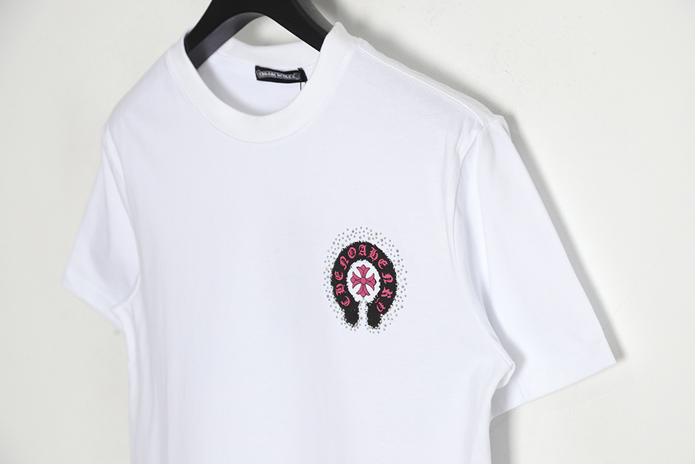 Chrome Hearts heavy industry suede foam hot diamond horseshoe color diamond short sleeve