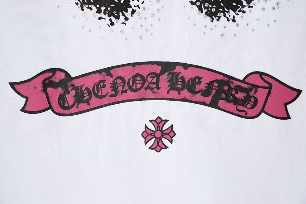Chrome Hearts heavy industry suede foam hot diamond horseshoe color diamond short sleeve