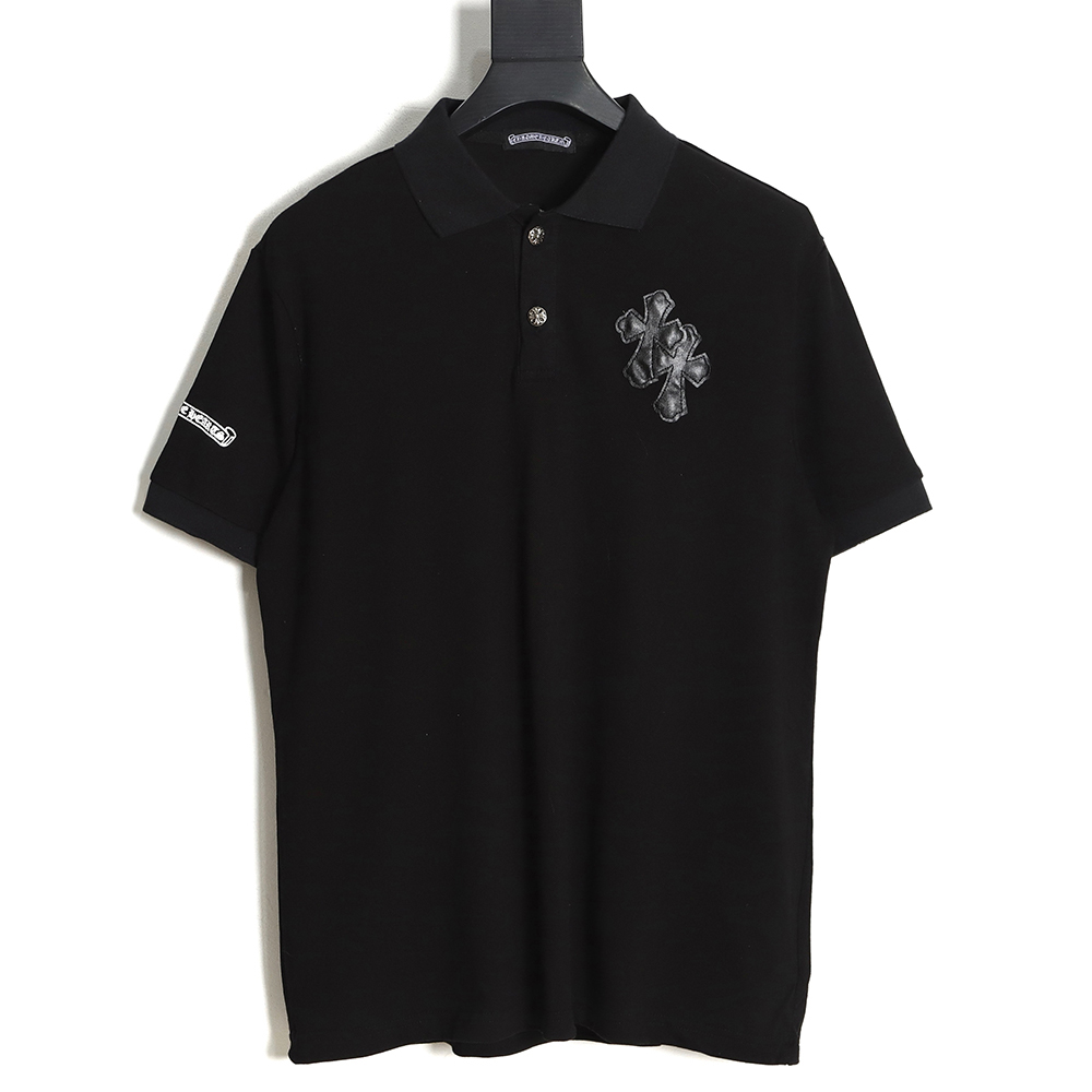 chrome hearts ch cross leather polo shirt