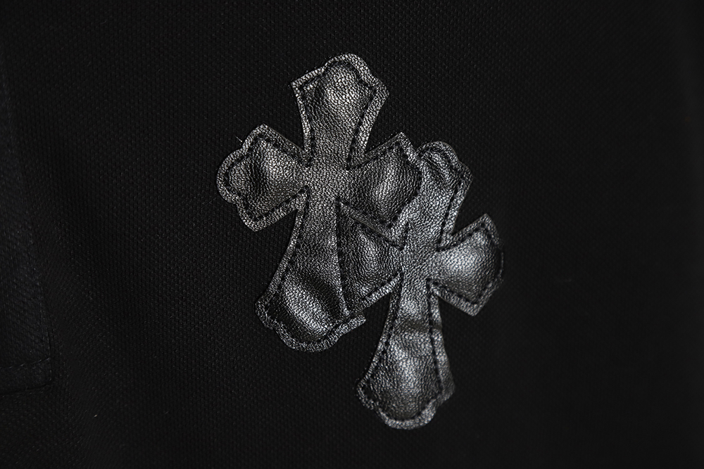 chrome hearts ch cross leather polo shirt