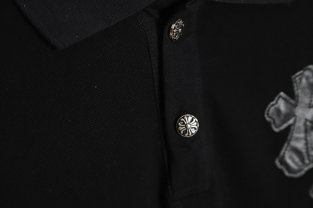 chrome hearts ch cross leather polo shirt