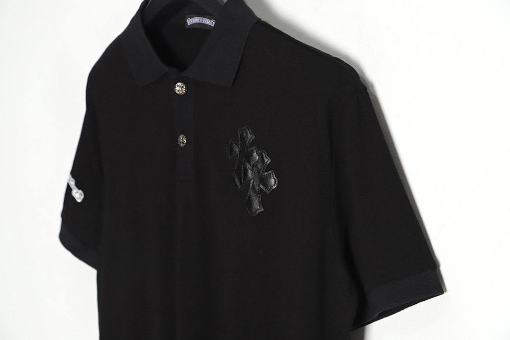 chrome hearts ch cross leather polo shirt