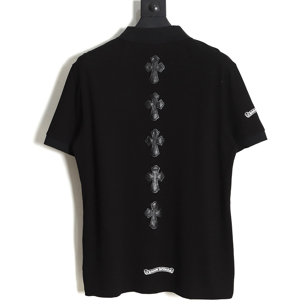 chrome hearts ch cross leather polo shirt