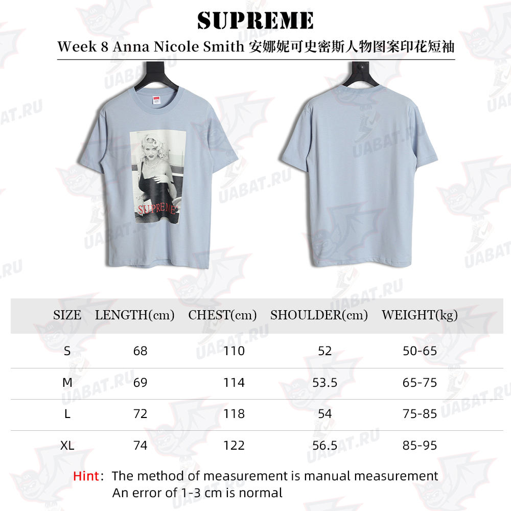 Supreme Week 8 Anna Nicole Smith Anna Nicole Smith character pattern printing short-sleeved TEE TSK1