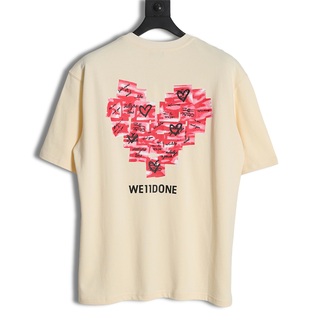 WE11 DONE post-it note love print short-sleeved T-shirt