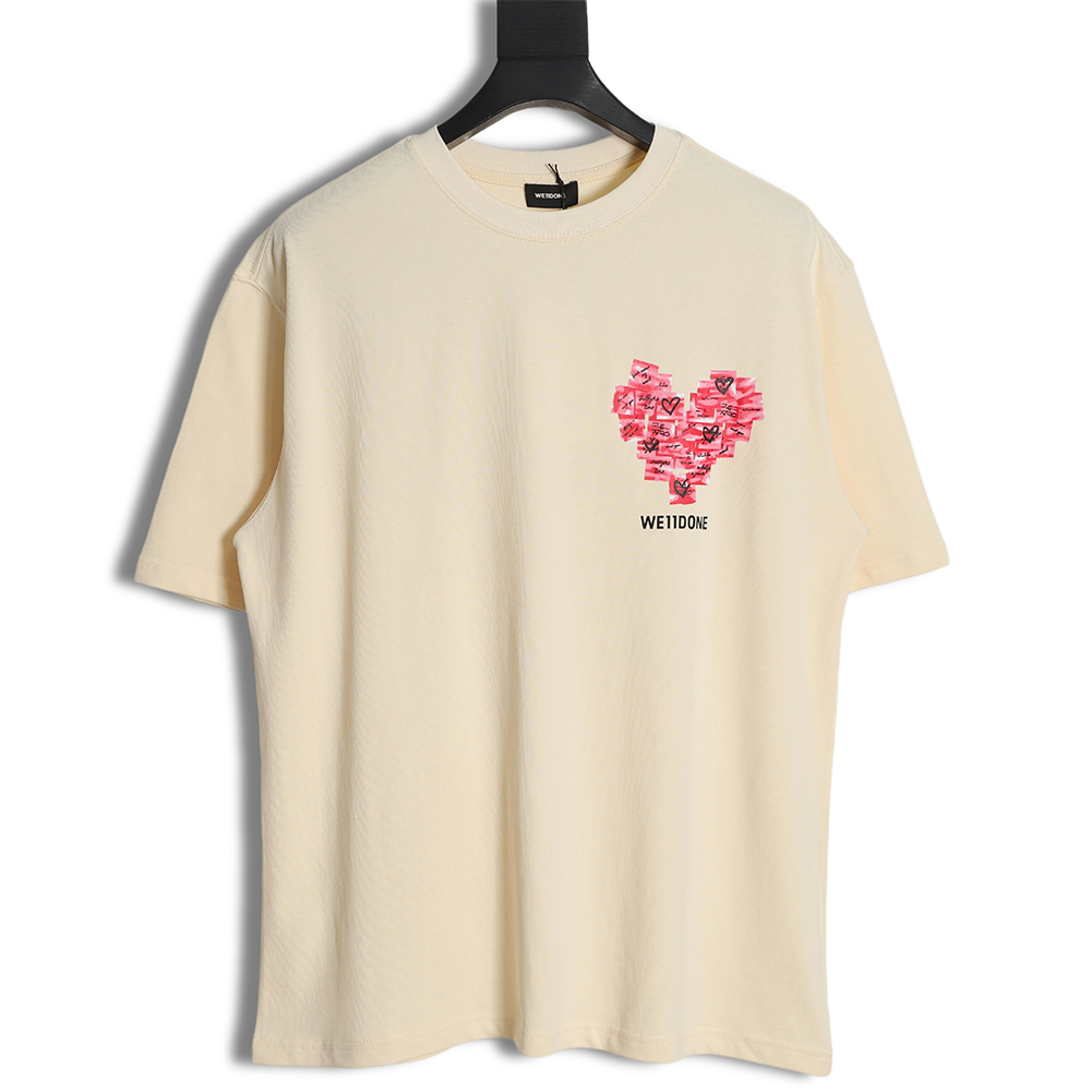 WE11 DONE post-it note love print short-sleeved T-shirt