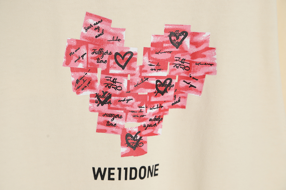 WE11 DONE post-it note love print short-sleeved T-shirt