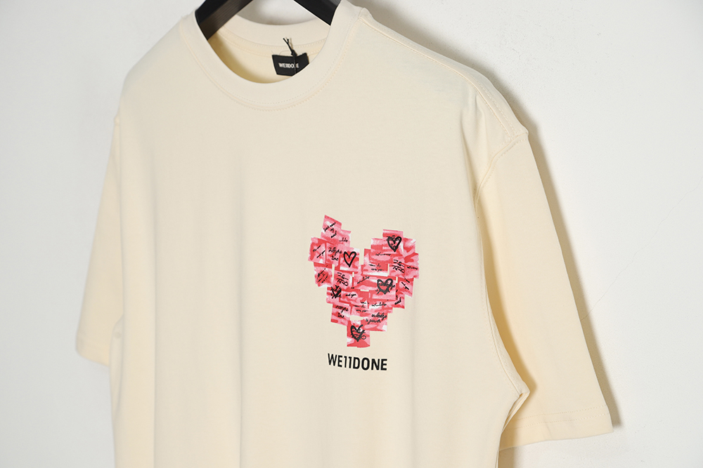 WE11 DONE post-it note love print short-sleeved T-shirt