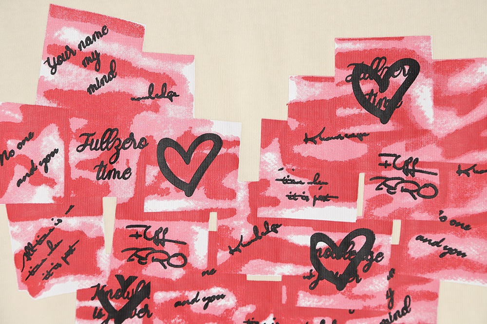 WE11 DONE post-it note love print short-sleeved T-shirt