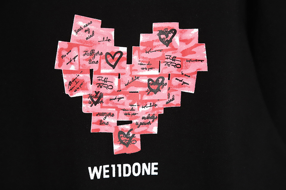 WE11 DONE post-it note love print short-sleeved T-shirt TSK1