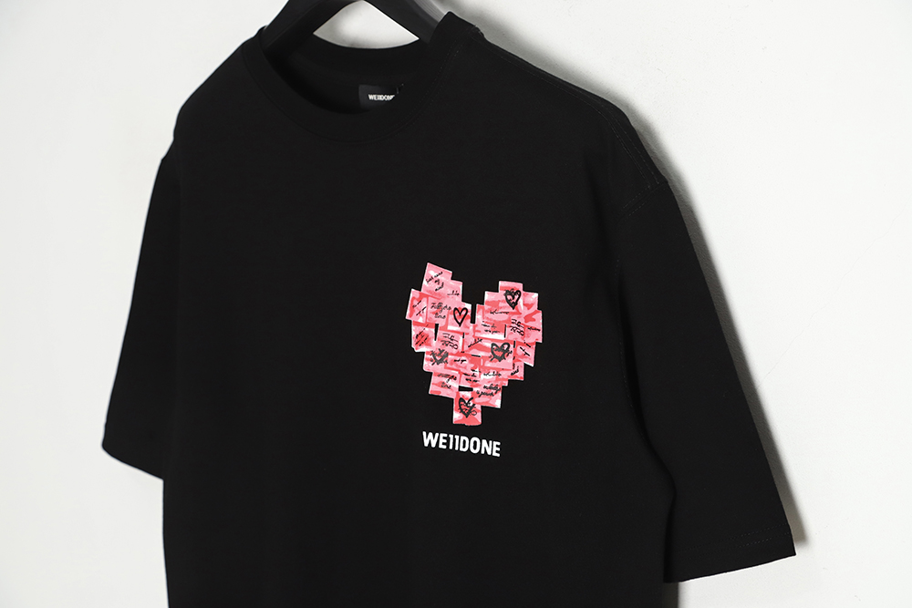 WE11 DONE post-it note love print short-sleeved T-shirt TSK1