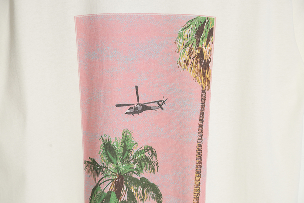 Celine 23SS oil painting coconut tree print short-sleeved T-shirt