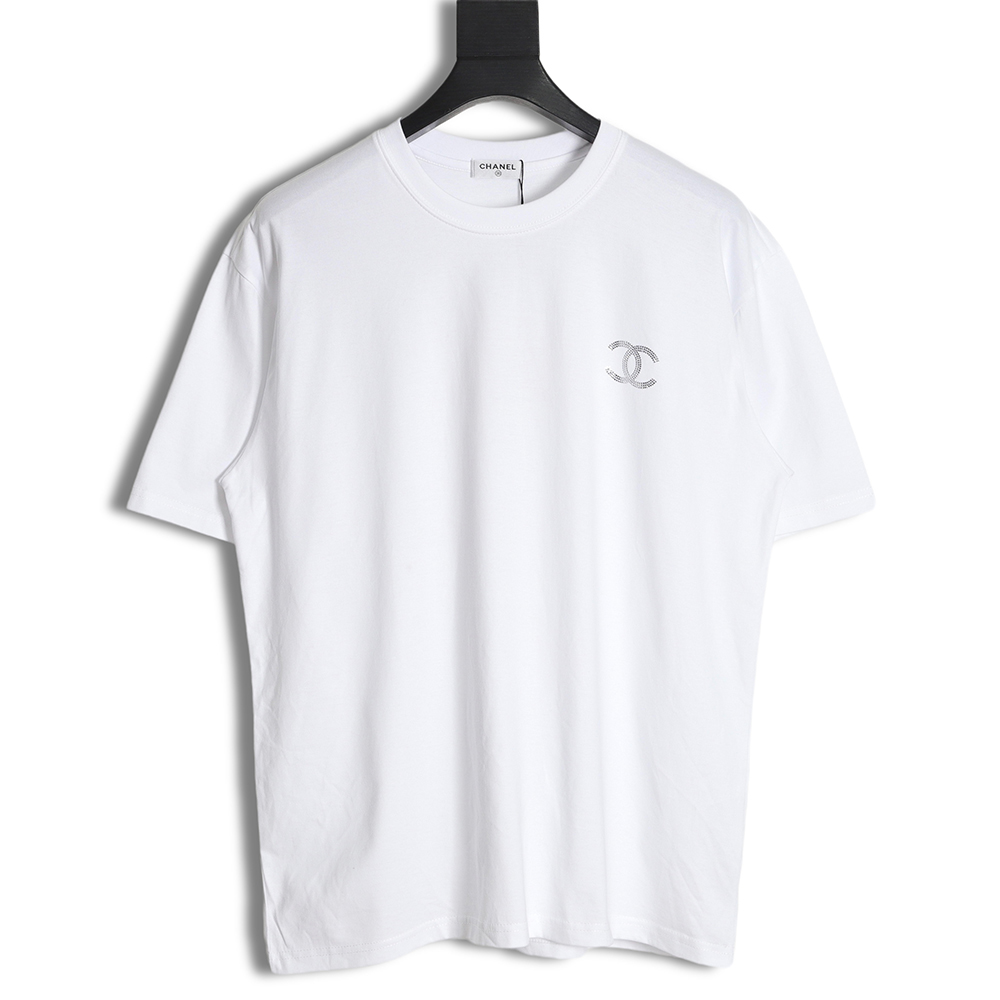 CHANEL 23ss rhinestone logo short sleeves