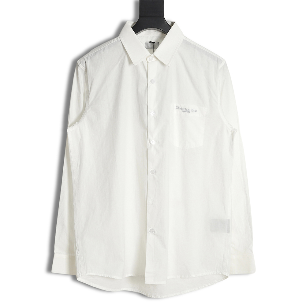 DIOR Signature cotton-poplin long-sleeved shirt with embroidered pocket ...