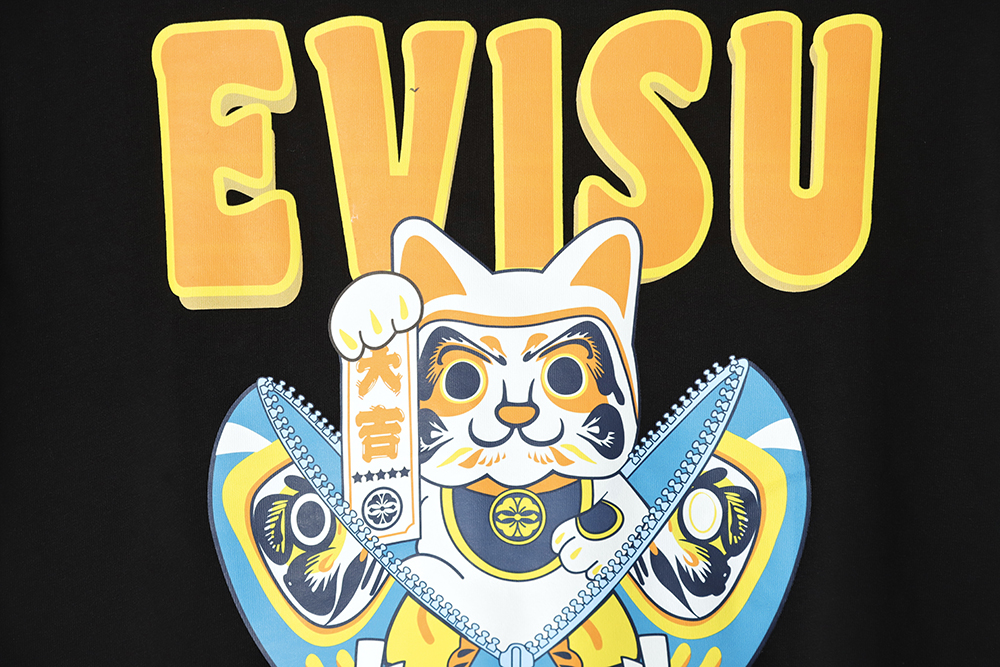 Evisu 23ss Lucky Cat Print Short Sleeve T-Shirt