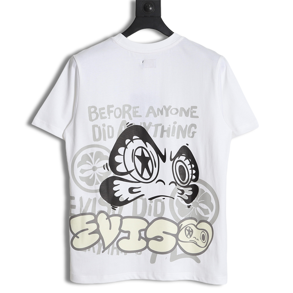 Evisu 23ss Bodhidharma face and graffiti print T-shirt