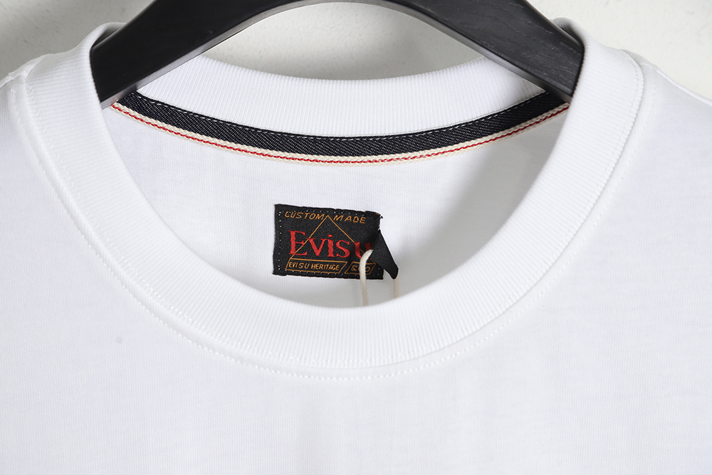Evisu 23ss Bodhidharma face and graffiti print T-shirt