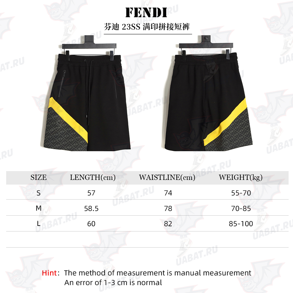 Fendi 23SS all over print paneling shorts