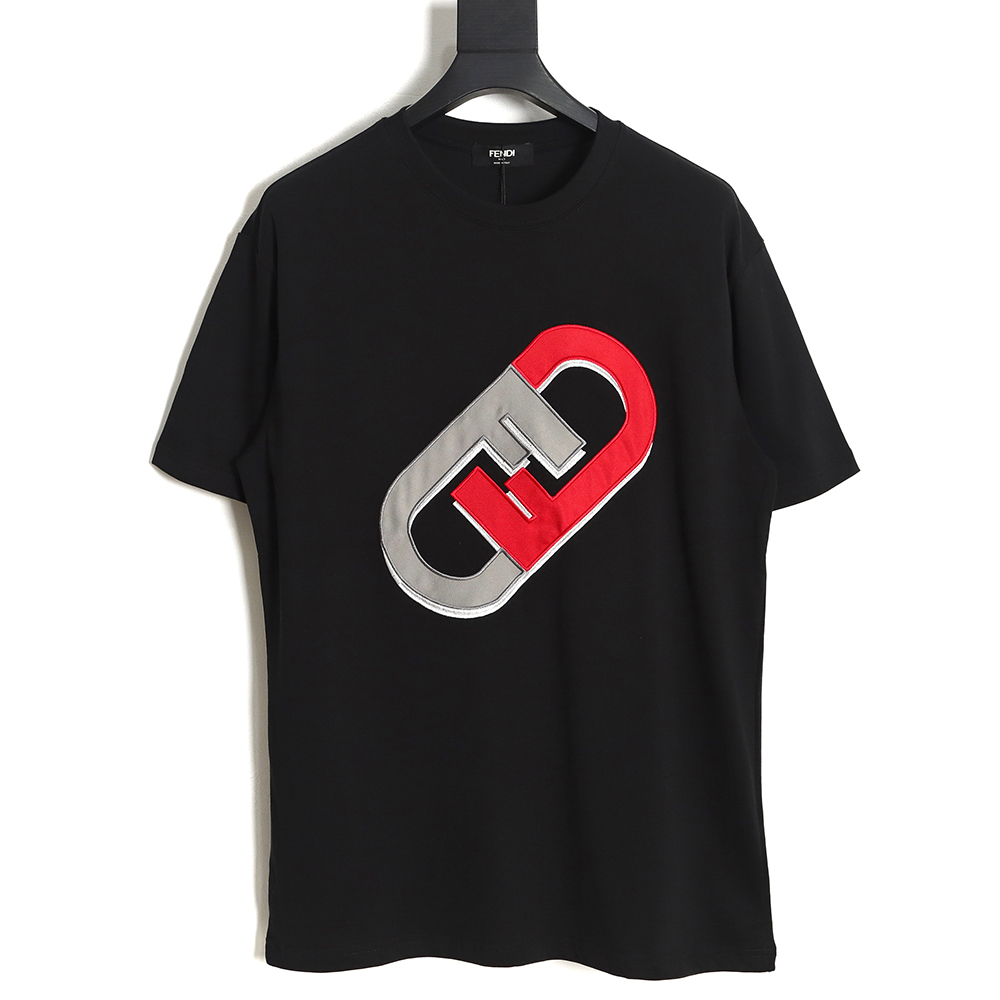 Fendi double F patch embroidery round neck short-sleeved T-shirt TSK1