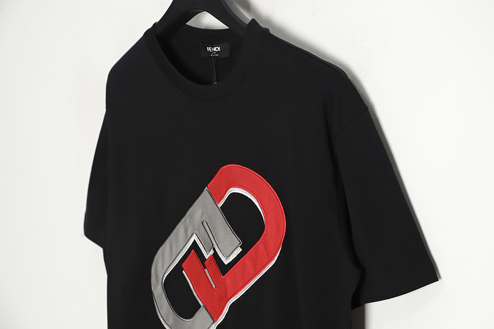 Fendi double F patch embroidery round neck short-sleeved T-shirt TSK1