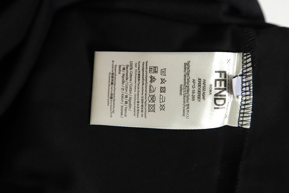 Fendi double F patch embroidery round neck short-sleeved T-shirt TSK1