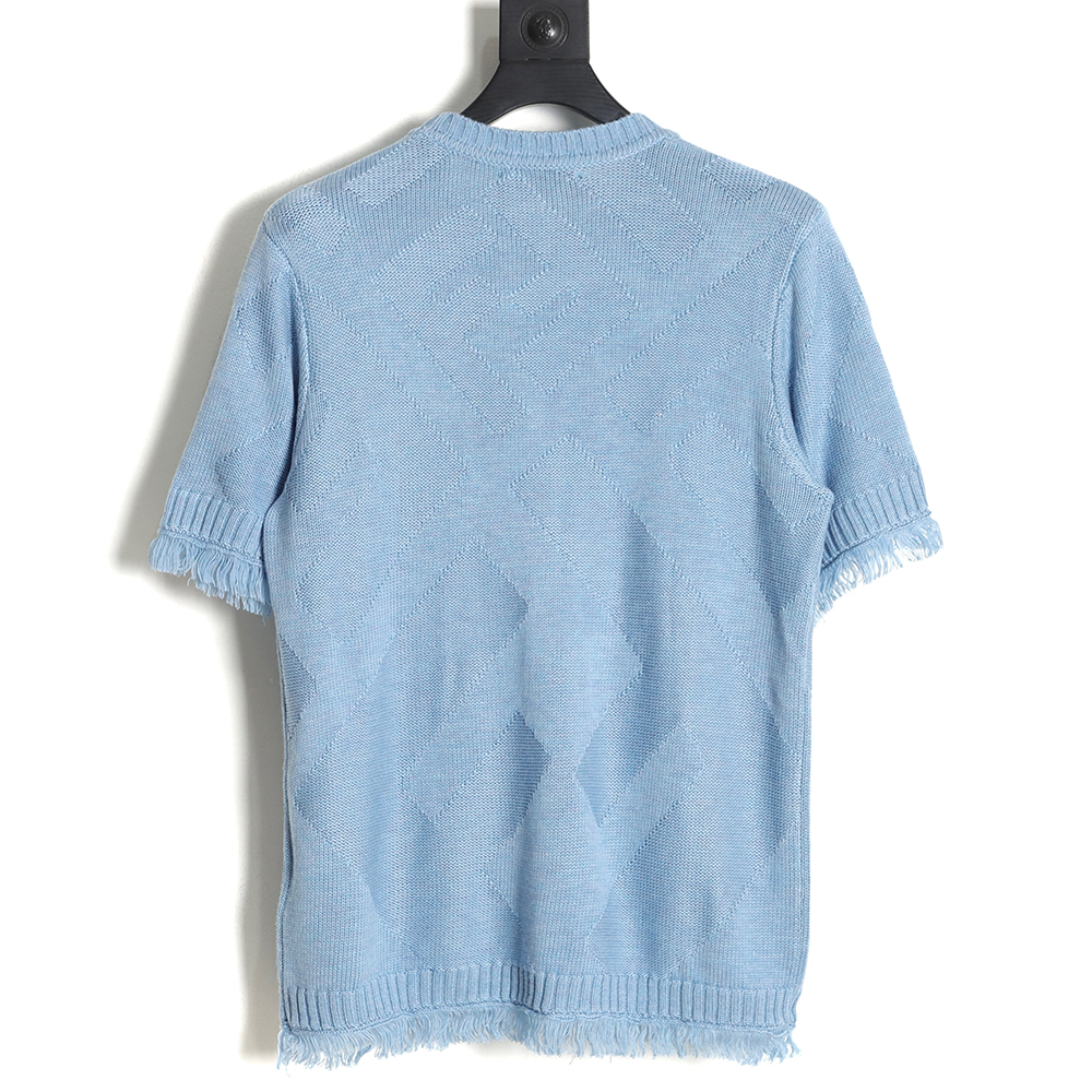 FENDI FD 23SS full print FF knitted sweater short-sleeved T-shirt