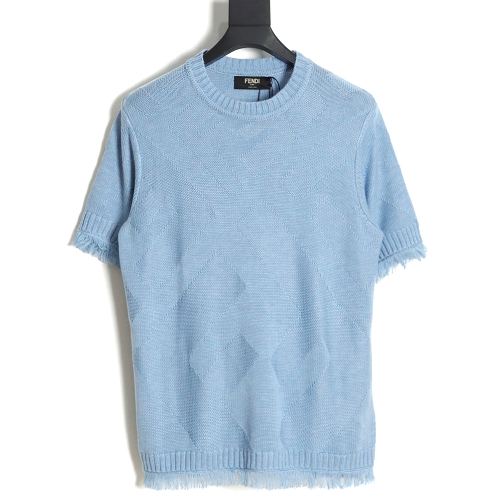 FENDI FD 23SS full print FF knitted sweater short-sleeved T-shirt