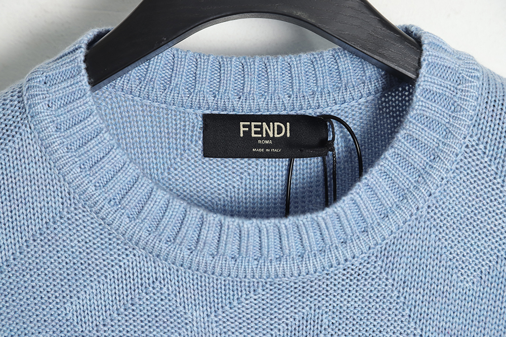 FENDI FD 23SS full print FF knitted sweater short-sleeved T-shirt
