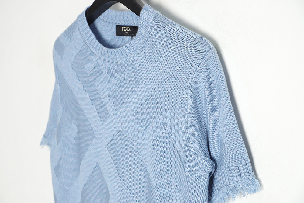 FENDI FD 23SS full print FF knitted sweater short-sleeved T-shirt