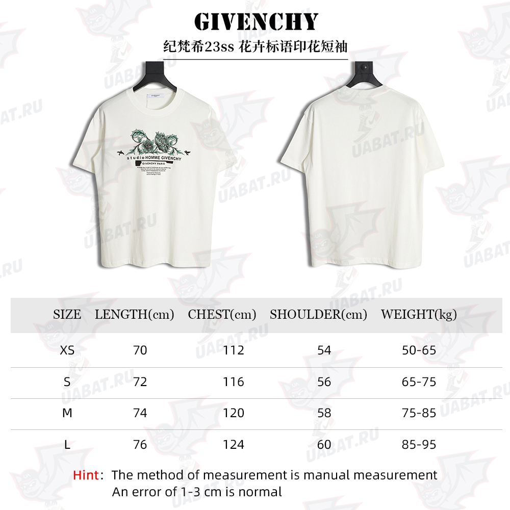 GIVENCHY 23ss floral slogan print short sleeves