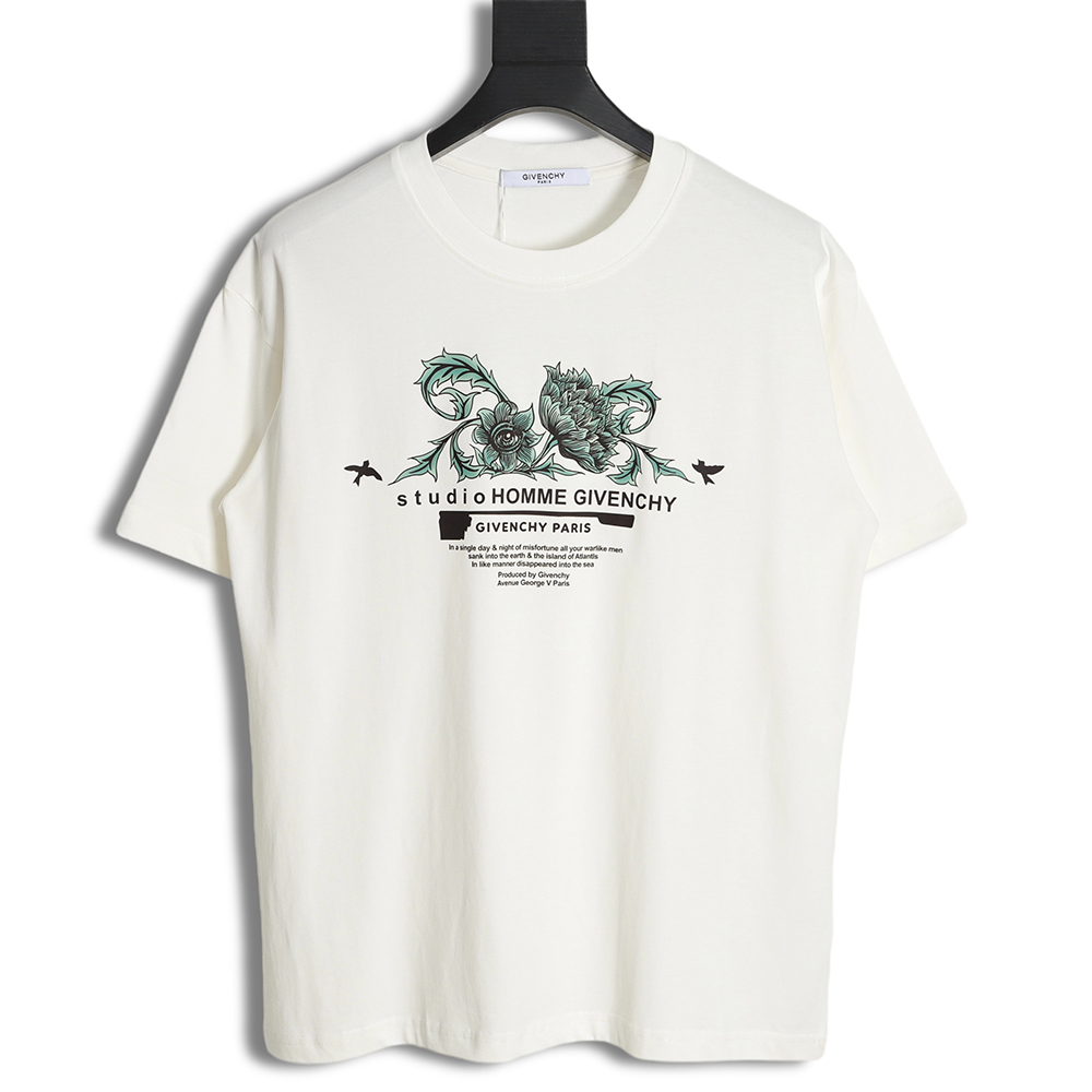 GIVENCHY 23ss floral slogan print short sleeves