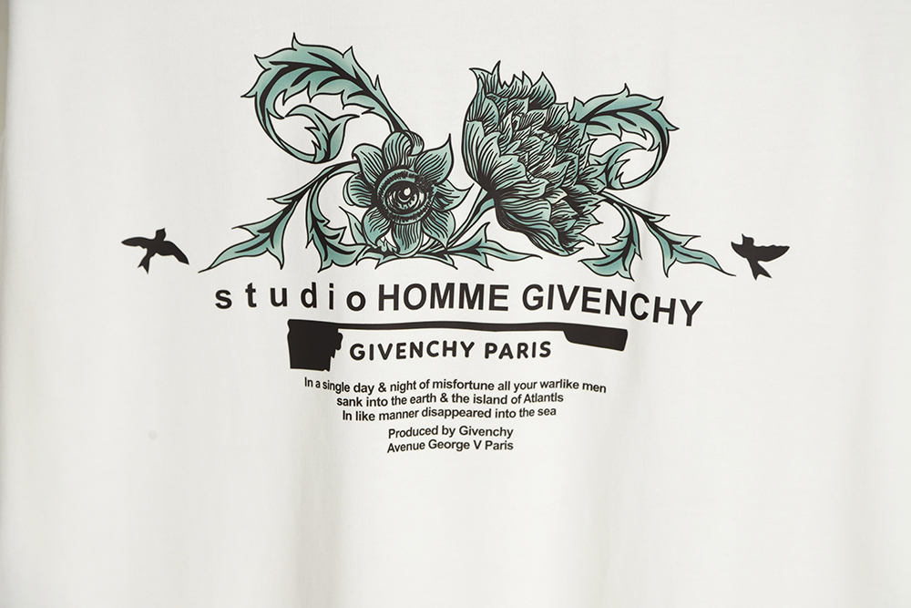 GIVENCHY 23ss floral slogan print short sleeves