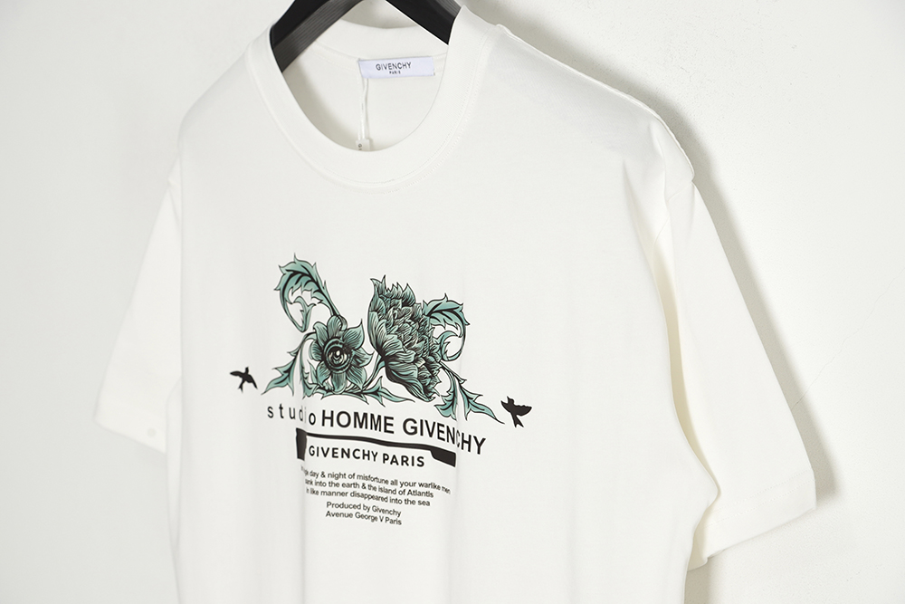 GIVENCHY 23ss floral slogan print short sleeves