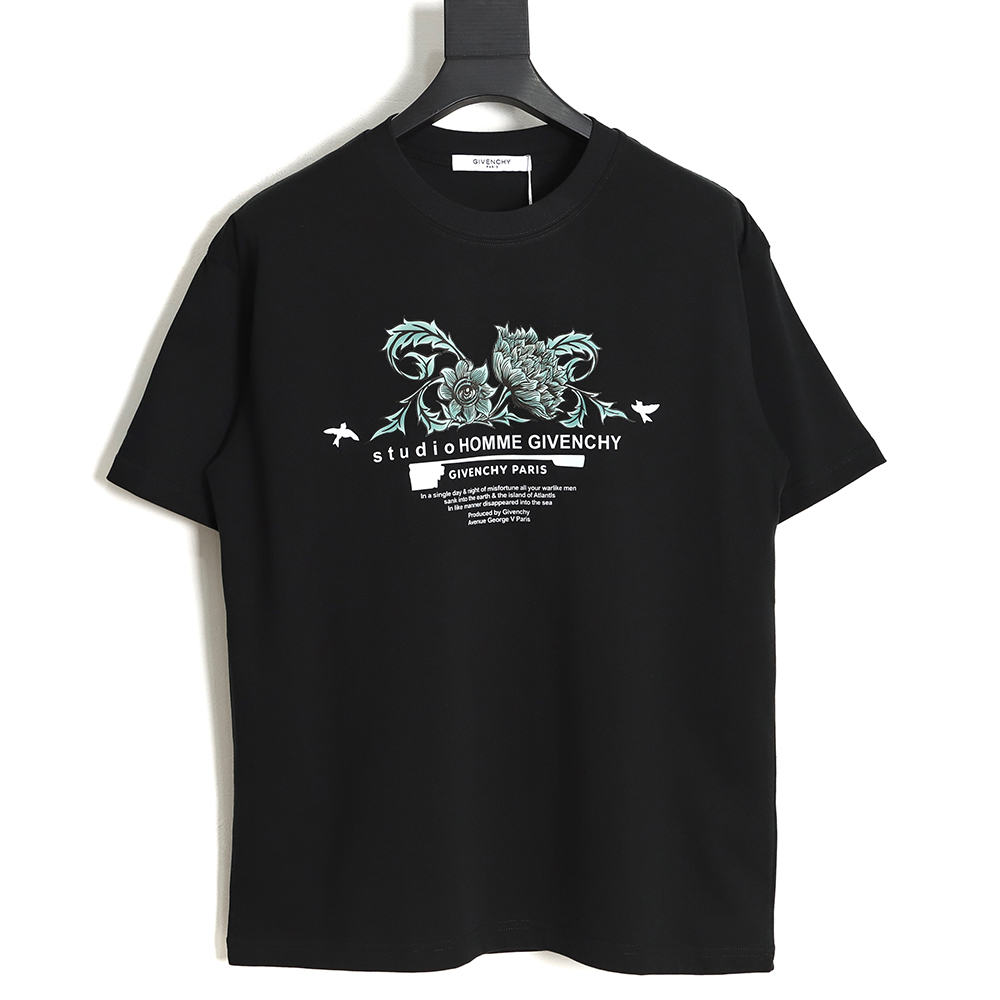 GIVENCHY 23ss floral slogan print short sleeve TSK1
