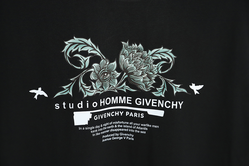 GIVENCHY 23ss floral slogan print short sleeve TSK1