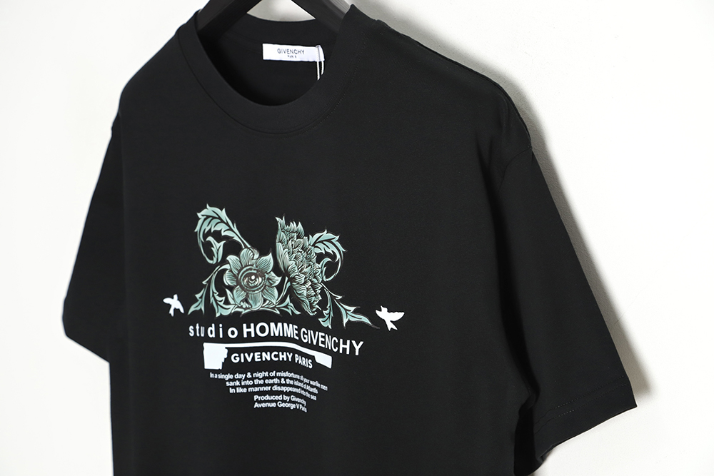GIVENCHY 23ss floral slogan print short sleeve TSK1