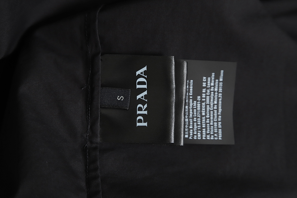 PRADA PRD 23SS Triangular Rhinestone Logo Long Sleeve Shirt TSK1