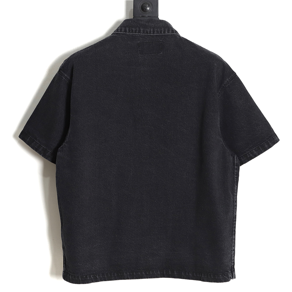 Prada 23SS Triangle Black Denim Short Sleeve Shirt