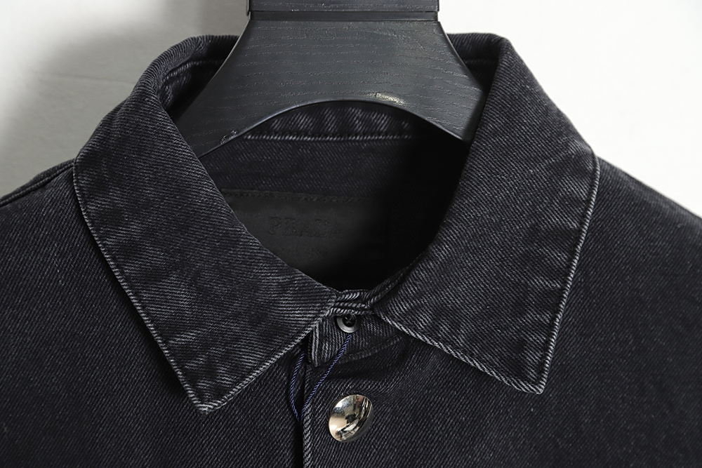 Prada 23SS Triangle Black Denim Short Sleeve Shirt