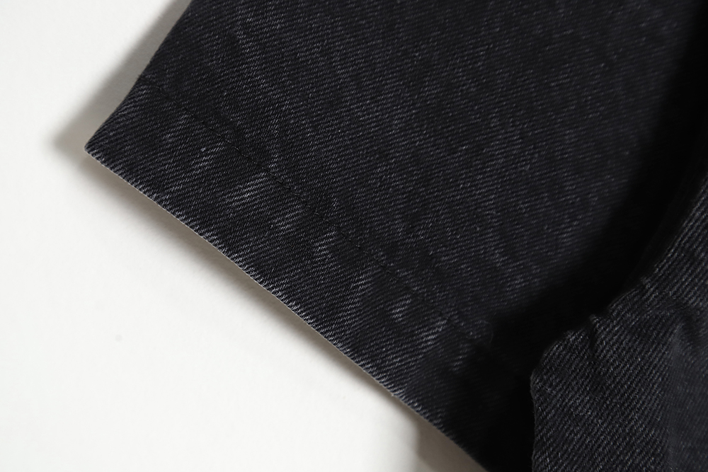 Prada 23SS Triangle Black Denim Short Sleeve Shirt