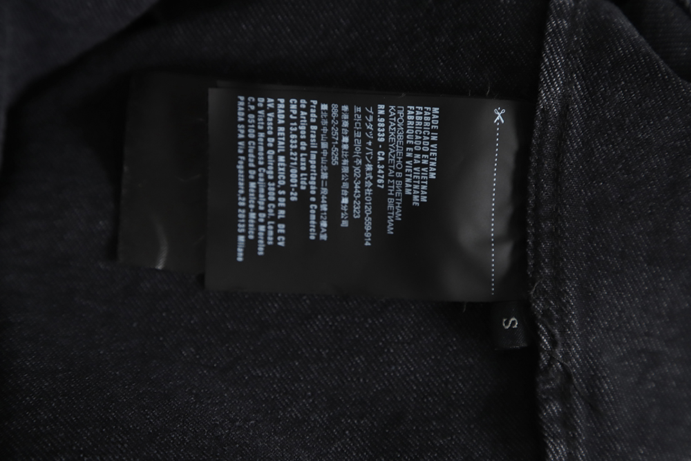 Prada 23SS Triangle Black Denim Short Sleeve Shirt